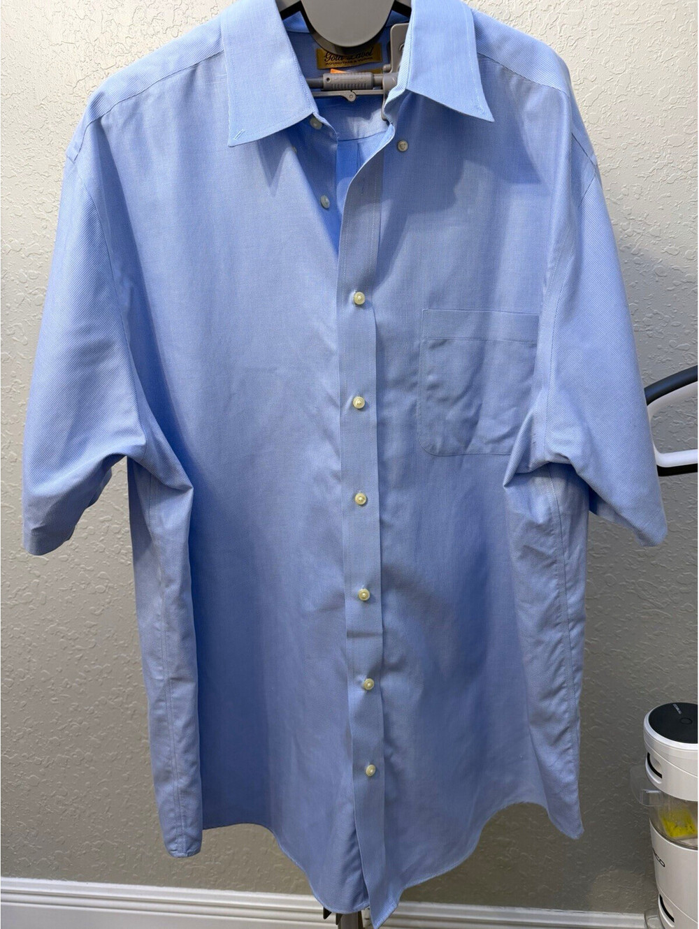 Roundtree & Yorke Gold Label Non-Iron Blue Solid Cotton Dress Shirt 2XL